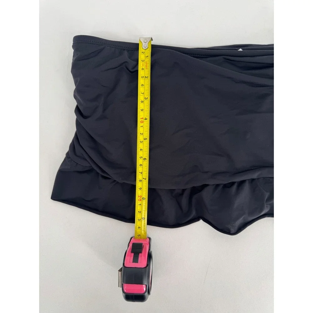 Kenneth Cole Reaction Womens Black Ruched Ruffle Swim Skirt Full Coverage Sz M